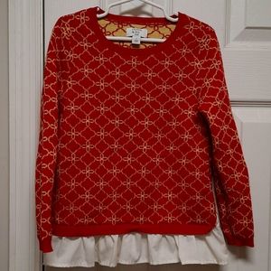 Girls size small, Crown and Ivey knit Sweater, Red and Gold